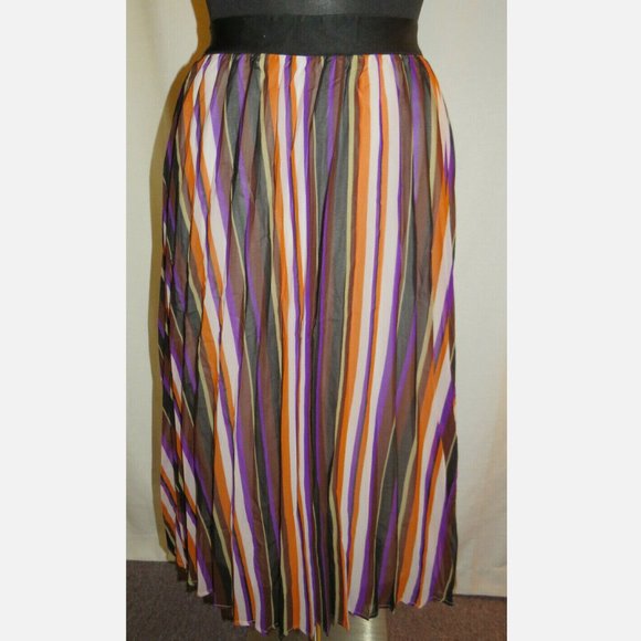 Ashley Stewart Women's Multi Striped Pull On Midi Skirt Plus Size 26-28 - Picture 5 of 7